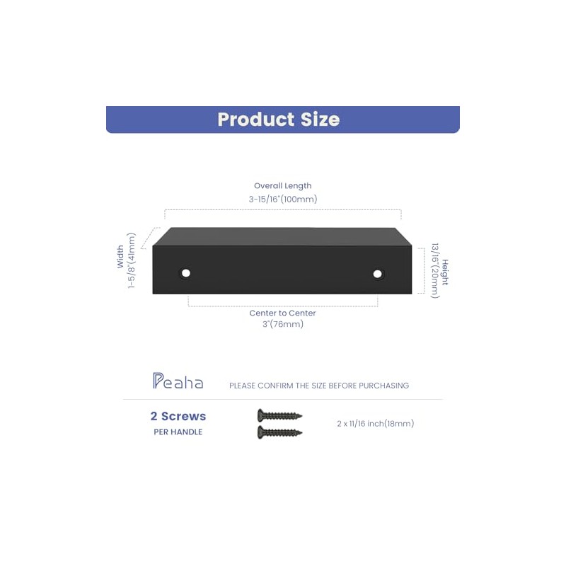 Peaha 10 Pack Black Cabinet Pulls Kitchen Handles 3 inch