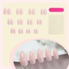 24Pcs False Nails Short Almond - White Gradient French Tips