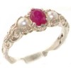 LetsBuyGold 925 Sterling Silver Real Genuine Ruby and Cultured Pearl