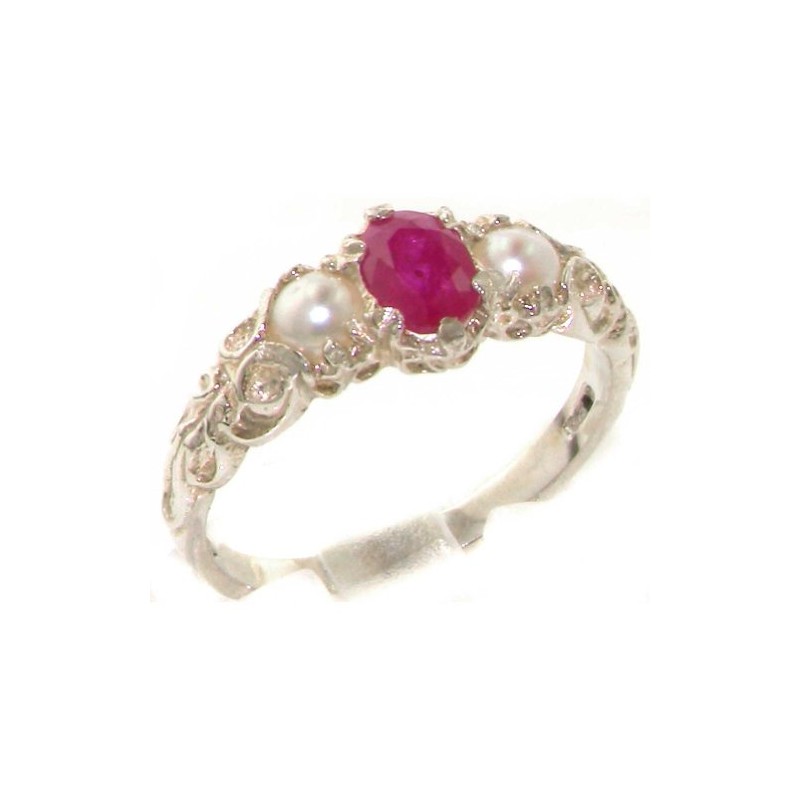 LetsBuyGold 925 Sterling Silver Real Genuine Ruby and Cultured Pearl