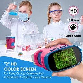 ZAPINKO 1000X Rechargeable Handheld Digital Microscope for Kids – Portable STEM Science Toy Gift with USB Camera, 12 Prepared Slides, Adjustable Stand & Carrying Case – Ages 4–16