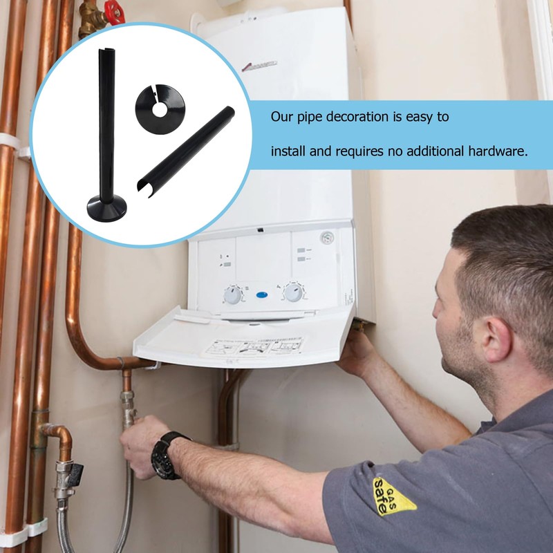 NAYAGOGO 4 pcs Radiator Pipe Covers & Collars, Black Radiator