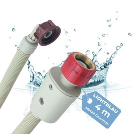 LICHTBLAU Aquastop Hose Size 4.0 m 2796 with Metal Thread Washing Machine Dishwasher I 3/4 Inch Angle/Straight Including Safety Valve and Dirt Strainer I Inlet Hose Universal Use
