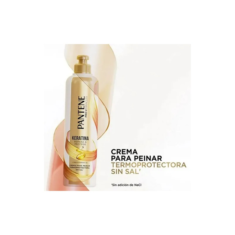 Rutina Pantene Keratina Sal Shampoo Acondicionar Crema