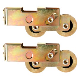 Huazu Sliding Patio Door Tandem Roller Assembly - 1-1/4 Inch Steel Ball Bearing, Replacement Rollers for Sliding Glass Doors, Screen Doors, Gates, and Windows (2 Pack)