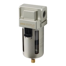 SNS 1/2" NPT Compressed Air Line Filter, 5 Micron Brass Element, Bracket, Poly Bowl,Semi-automatic type 150 psi (AF4000-N04)