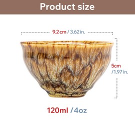 Belns Jianzhan Ceramic Tea Cups Set - 5 Pcs in 5 Colors, Ideal for Kung Fu Tea, Coffee - 4 oz Capacity