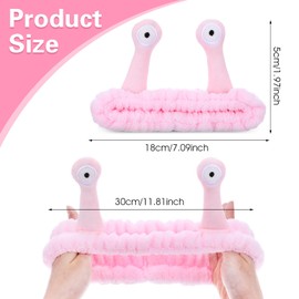 Cute Snail Headband for Washing Face, Funny Spa Headbands for Women Cartoon Coral Fleece Elastic Skincare Headband Creative Hair Accessories for Washing Face Shower Beauty Skincare Makeup(Pink)