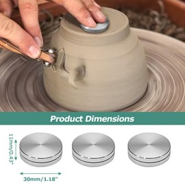 Bonsicoky 3 Pack 30mm Pottery Trimming Spinners - Durable Metal Clay Rotary Tools for Pottery Artists & Ceramic Crafts