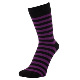 ZAKIRA Finest Combed Cotton Striped Dress Socks for Men, Women, 4-6 (UK), Purple/Black
