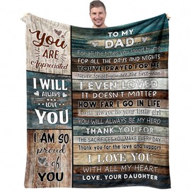 vxdrzgt Christmas Dad Gifts Blanket 60 x 50 inch - Dad Gifts for Christmas from Daughter - Presents for Dad from Daughter - Xmas Gifts for Dad - Daughter to Dad Gifts - Gifts to Dad from Daughter