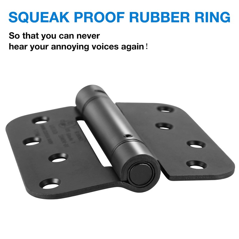 Automatic Self-Closing Door Hinges Black Matte 4 Inch x 4",Spring