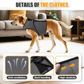 JOHNBOLIN Dog Anxiety Vest/Shirt - Breathable Calming Jacket for Thunderstorms, Fireworks & Separation Relief, Soft Pressure Pet Wrap with Mesh Design for Indoor/Outdoor Use, Travel, and Vet Visits