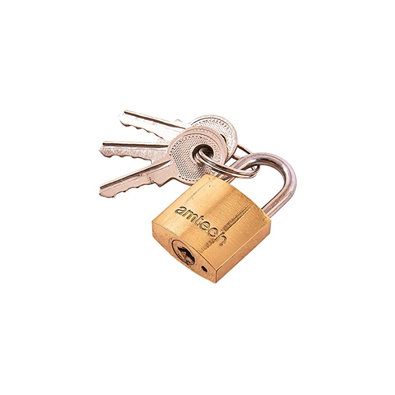 Amtech T0800C 20mm Solid Brass Padlock, Small Padlock with Keys