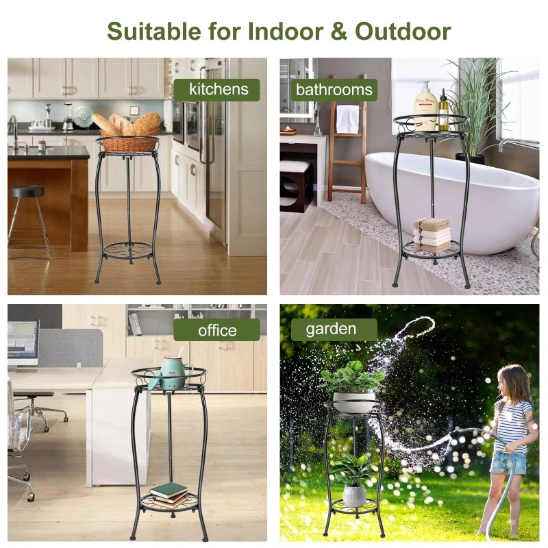 Thkful Plant Stand Indoor Tall 2 Tier Outdoor Metal Potted