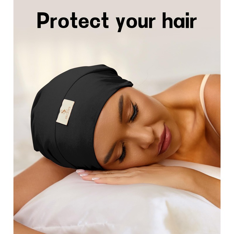 SECZIPE 100% Mulberry Silk Bonnet for Sleeping Curly Hair and