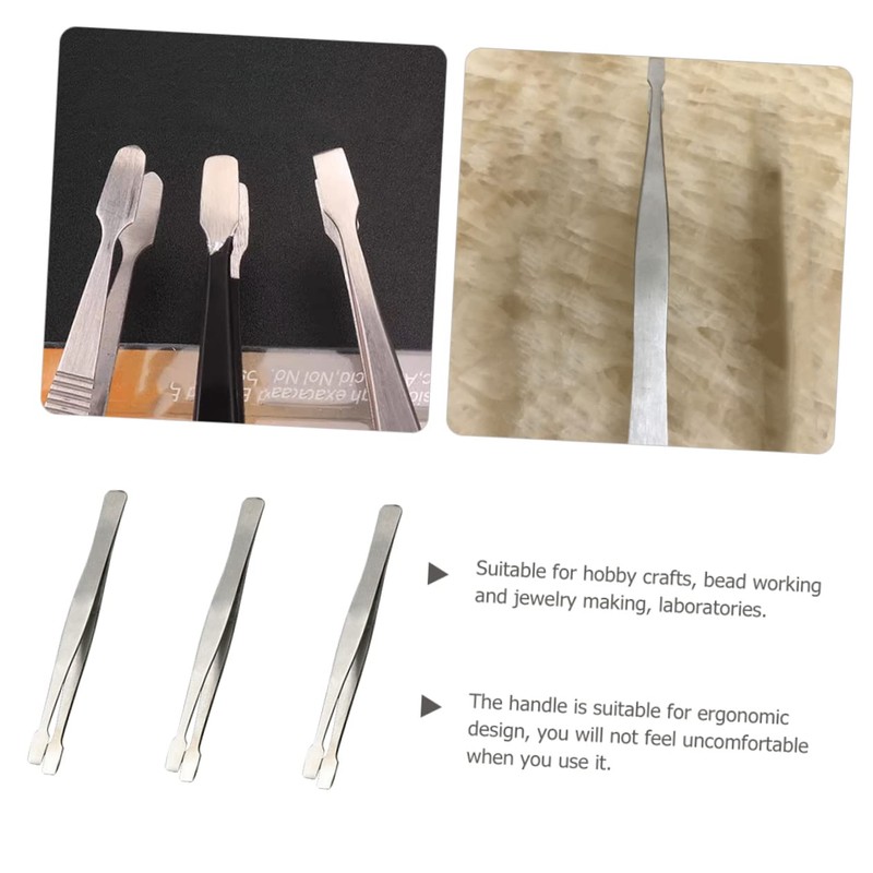 Outanaya 3pcs Stainless Steel Stamp Tweezers for Collecting and Applying