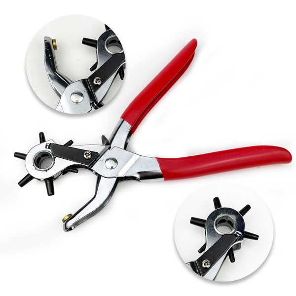 BRAVE TOOLS REVOLVING LEATHER PUNCH RIVET PLIER 6 SIZES DIY