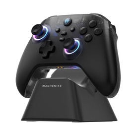 Machenike G3V2 Bluetooth Controller mit Ladestation, Hall Effekt Joysticks, RGB Gaming Controller Wireless für PC/Switch/iOS/Android, 2 Programmierbare Tasten, 1000mAh Akku, SchwarzB2