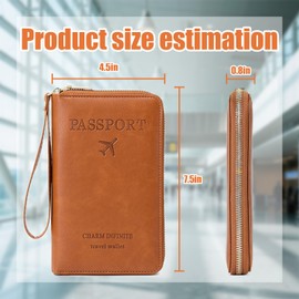 RFID Passport Wallet for Travel (Men & Women), Anti-Theft Leather RFID Passport Holder with Multi-Card Slots (Brown)