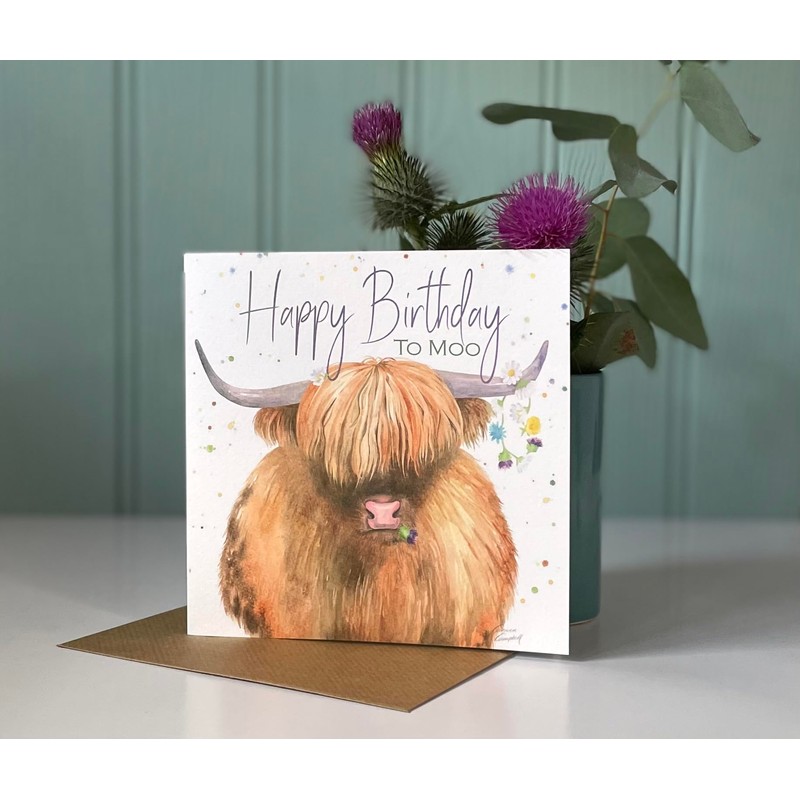 Happy Birthday to Moo Highland Cow Card