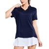 MIER Women's Golf Polo Shirts Collarless Short Sleeve V Neck