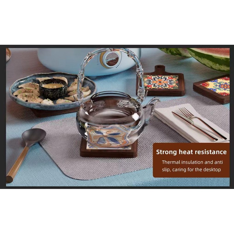 Wooden Trivets for Hot Dishes，3PCS Wooden Coasters with Organising Holder，Base