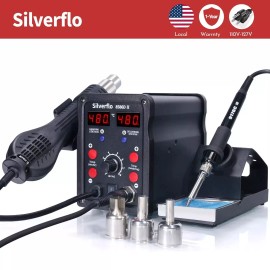 Silverflo 8586D 2 IN 1 Hot Air Rework Station Digital Solder Iron Kit Station