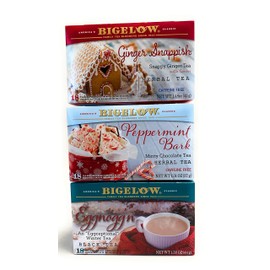 Eggnogg'n, Ginger Snappish, and Peppermint Bark Flavors - Variety Bundle of 3 Bigelow Holiday Tea - 54 Total Tea Bags