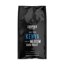 Kenya AA Medium-Dark Roast Coffee Beans, Single Origin Ground Coffee, Gourmet Coffee - 5lb Bag