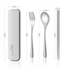 Titanium cutlery set, travel cutlery with box, including titanium fork,