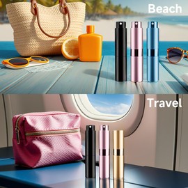 IKSKEY Perfume Travel Refillable Bottle 3Pcs 8ML Portable Atomizer Spray Gifts for Traveling Toiletries Accessories (Black,Pink,Gold)
