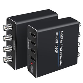 ACHAVE SDI to HDMI Video Converter, 4 sdi input and 4 hdmi output, 4 in 4 output, black, supports multi-format, HD-SDI/3G-SDI input, 1080p@60Hz resolution, long distance transmission