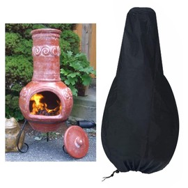 Kecugres Chiminea Covers Waterproof Durable Cover for Clay Chiminea, Protective Fire Pit Heater Cover,Heavy Duty Weather Resistant Outdoor Patio Chiminea Caps (Black 12"X24"X40")
