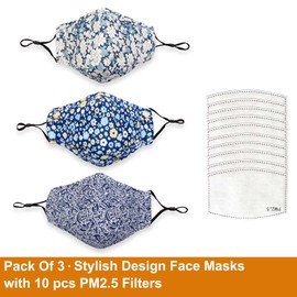 Cotton Face Mask Washable and Reusable Adjustable Elastic Ear Loop Breathable (Colour02)