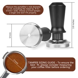 Juego de manipulación espresso de 51 mm – Tamper de café calibrado de doble presión, herramienta WDT con 8 agujas y soporte de hierro, embudo de dosificación magnético de aluminio, visualización de