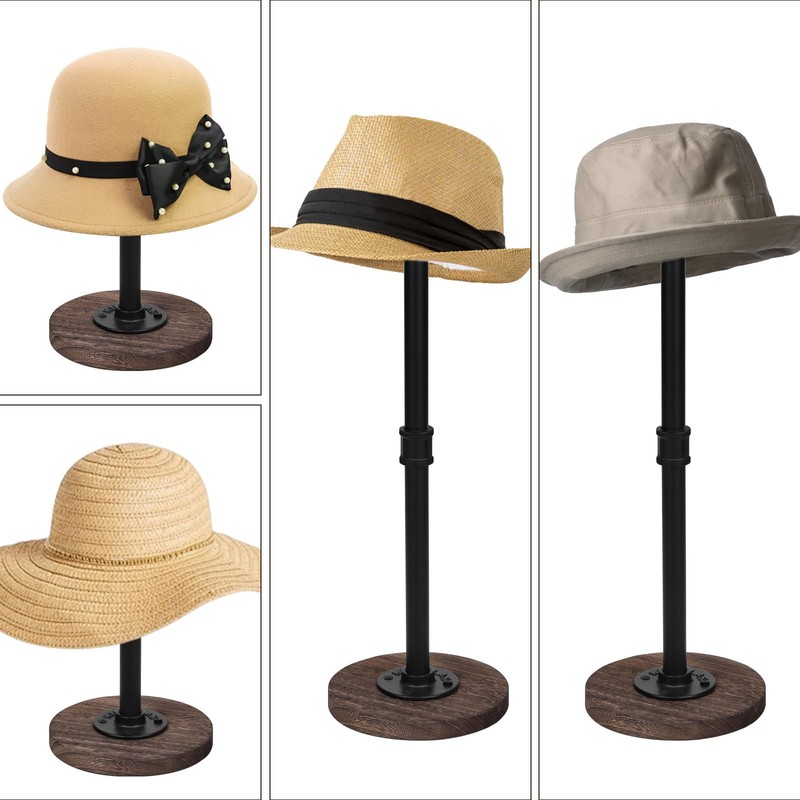 Vrietina 4Pcs Tabletop Hat Stand Cap with Height Adjustment, Industrial