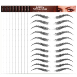YUXIANLB 10PCS Tattoo Eyebrows Waterproof Temporary Brow Tattoos Eyebrow Stickers Stencils Hair Like Eyebrow Tattoos Stickers Instant Transfer Fake Brow Natural Strokes For Christmas Party(Black-10)