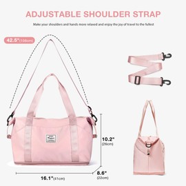 Women Travel Duffle Bag Sport Gym Tote Bag for Women Weekender Bag Carry on Bag Beach Bag Overnight Bag Waterproof Luggage Bag Expandable Lightweight Version Pink