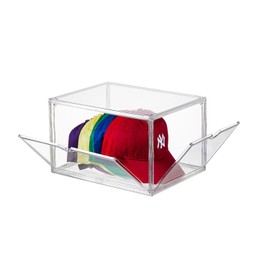Acrylic XLarge Hat Organizer Box,Hat Display Case,Stackable Clear Baseball Caps Storage Box Containers with Double-Sided Magnetic Door,Holds 12 Hats Each (Clear)