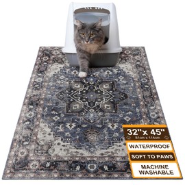 BEAUTYZOO Cat Litter Mat Large 32"x45" - Premium Waterproof Litter Trapping Mat with Non-Slip Backing, Cat Litter Box Mat Scatter Control for Floor, Machine Washable & Urine Proof, Soft for Kitty Paws