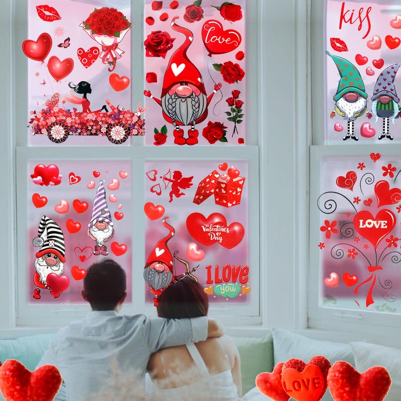 9 Sheet Valentines Day Window Clings Decorations