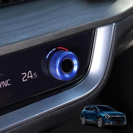 Amzcar 2PCS Compatible with Kia Sportage 2023–2025 Kia EV6 2022–2024 Kia Carnival 2022–2024 Accessories Aluminum Alloy AC Adjustment Knob Covers (Blue)
