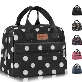 HOMESPON Insulated Lunch Bag for Women Men Lunch Box Cooler Lunch Tote for Work Picnic (Polka Dots)
