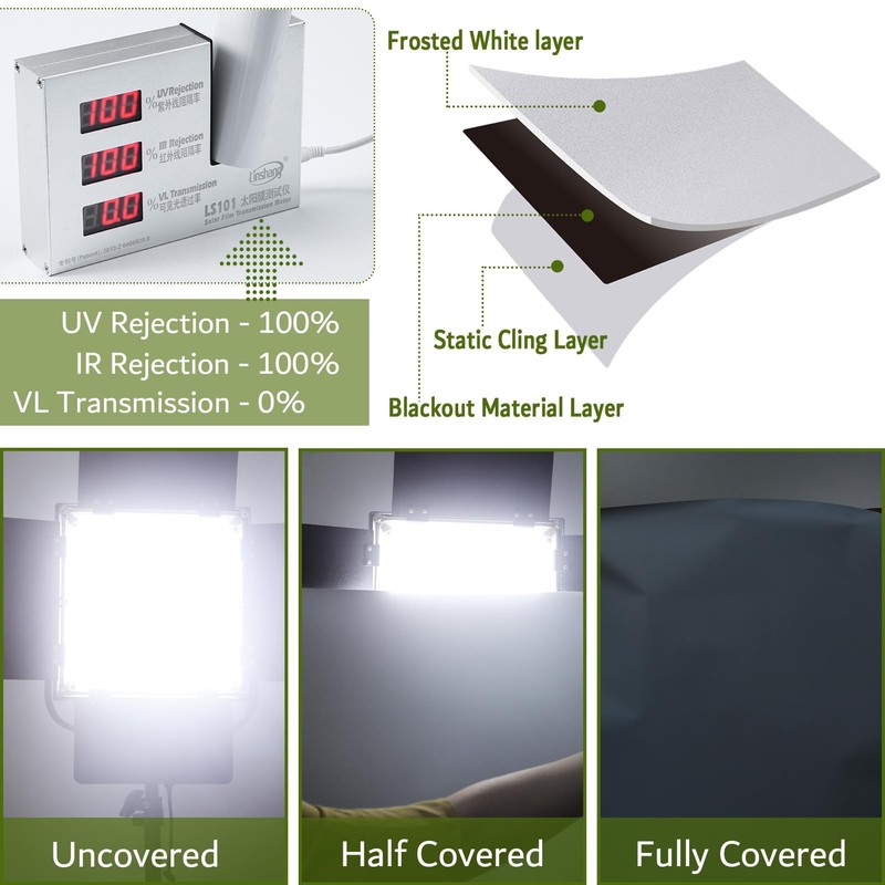 VELIMAX White Blackout Window Film, 100% Light Blocking Window Cover,