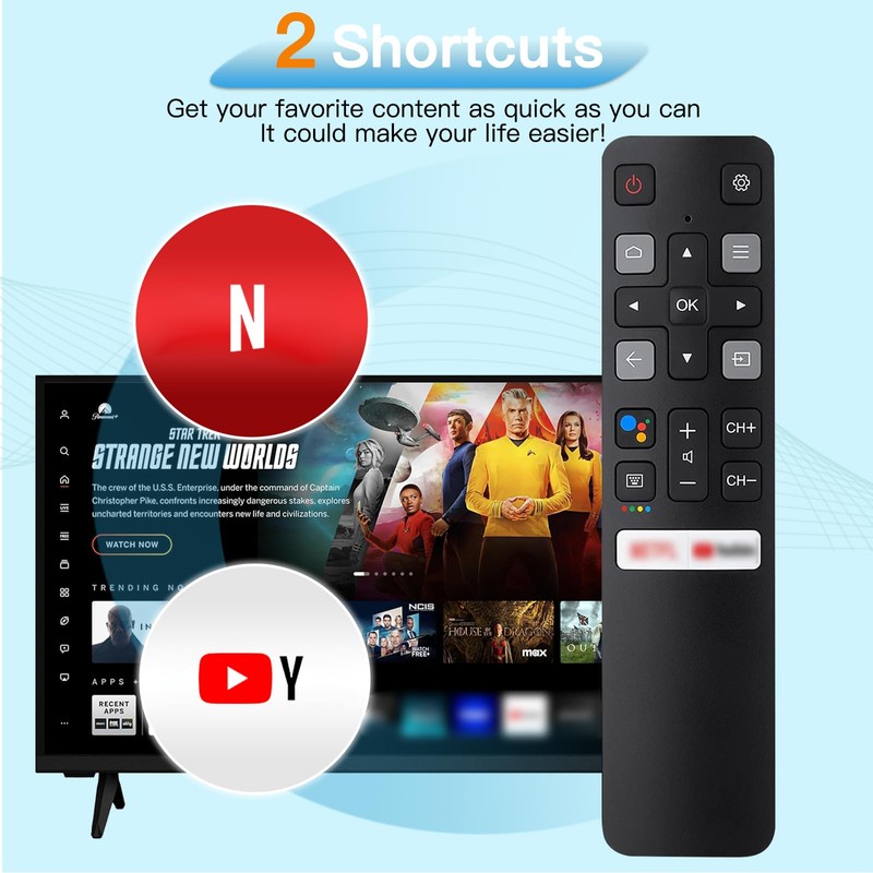 Replacement TCL Remote RC802V for TCL Android TV 4K Smart