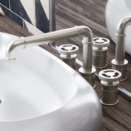 Swiss Madison Well Made Forever Avallon 8 in. Widespread, 2-Handle Wheel, Bathroom Faucet in Brushed Nickel