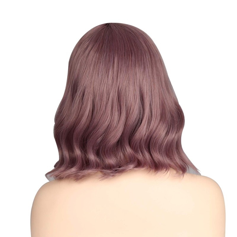 OKVGO Short Curly Bob Wig with Wig Cap for Women