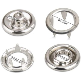 Juego de 200 botones de punto de cierre de metal 9,5 mm para bricolaje, costura y manualidades (juego de 200 plata de 9,5 mm)