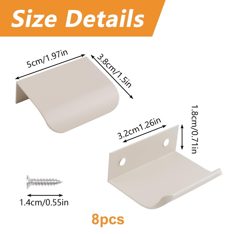 MOROBOR Finger Edge Pull, 8pcs Concealed Handle Modern Style Drawer